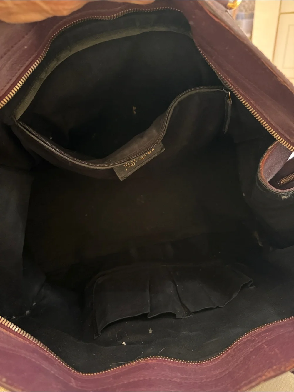 Yves Saint Laurent Plum Leather Tote with Gold Y Closure